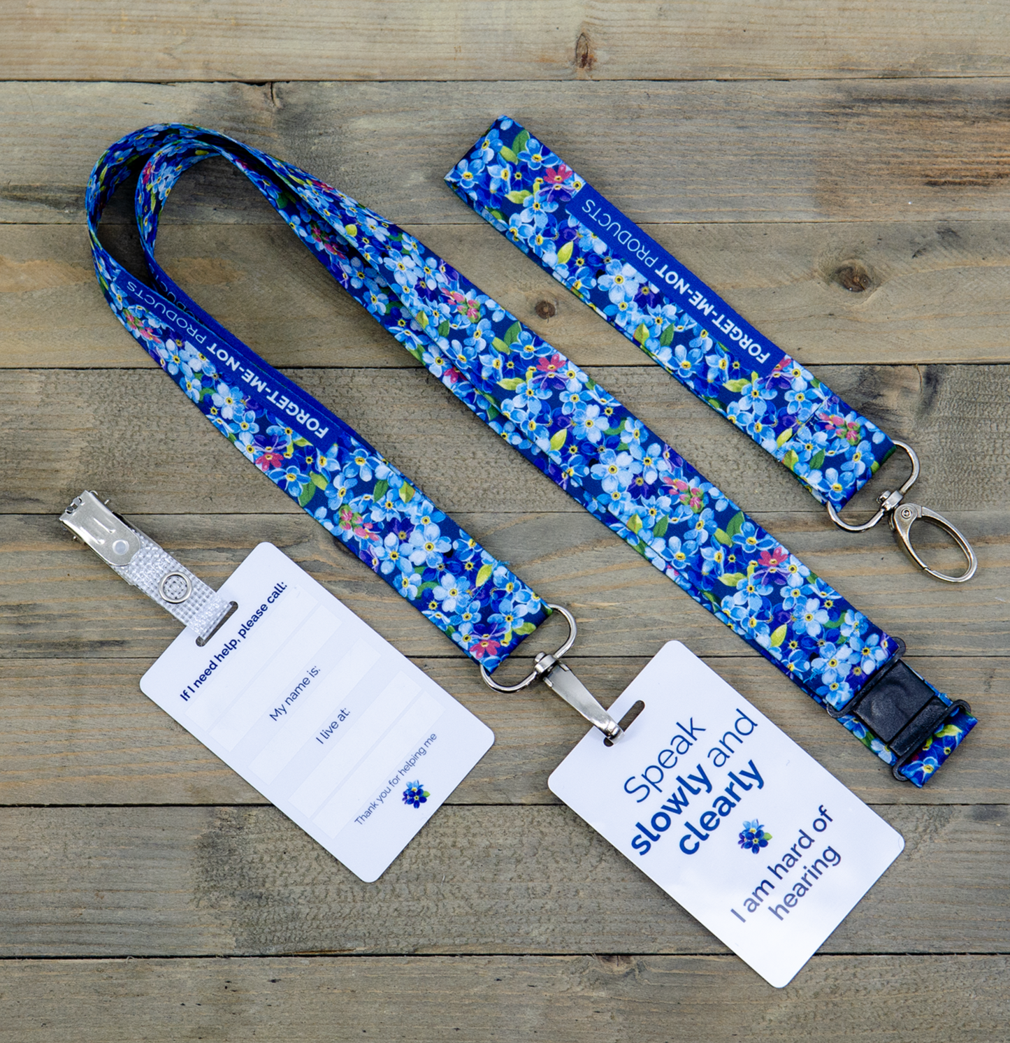 Hard of hearing ID badge says speak slowly and clearly I am hard of hearing